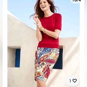 Talbots paisley print pencil skirt size 8 lined NWT